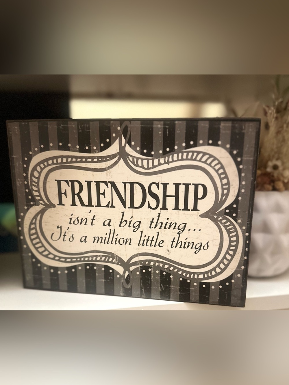 Friendship Wooden Block Sign Decor EUC